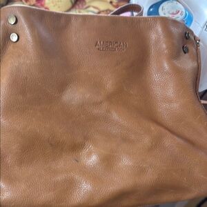 Tan Shoulder Bag with Soft Leather and Silver-Toned Hardware